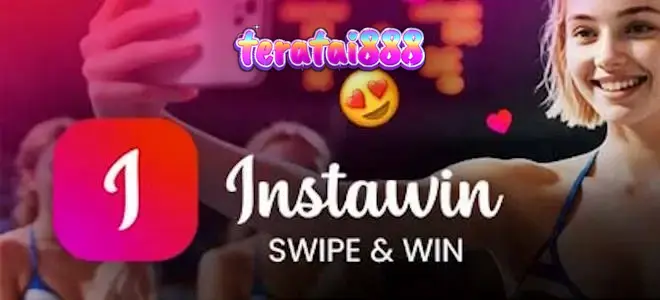 Tampilan antarmuka game Instawin yang menggunakan format kartu pos dan swipe-based